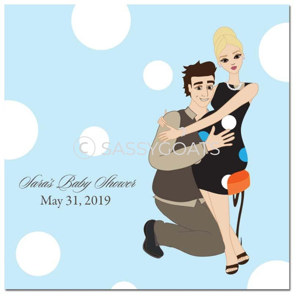 Baby Shower Party And Gift Stickers - Couple Hugs Blonde