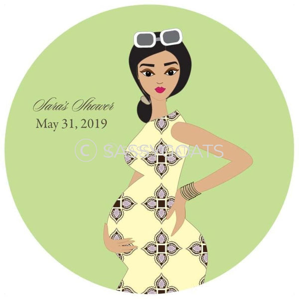 Baby Shower Party And Gift Stickers - Dining Diva Brunette