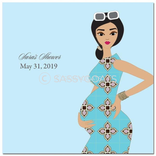 Baby Shower Party And Gift Stickers - Dining Diva Brunette