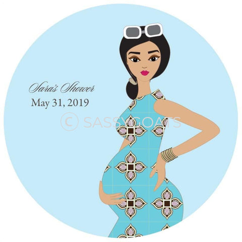 Baby Shower Party And Gift Stickers - Dining Diva Brunette