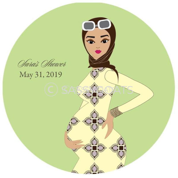 Baby Shower Party And Gift Stickers - Dining Diva Headscarf Hijab