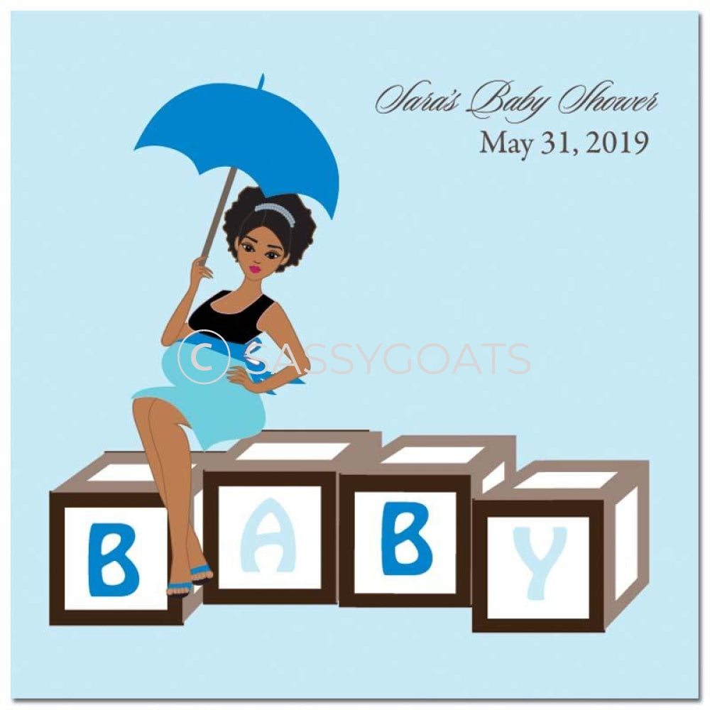 Baby Shower Party And Gift Stickers - Diva Blocks African American