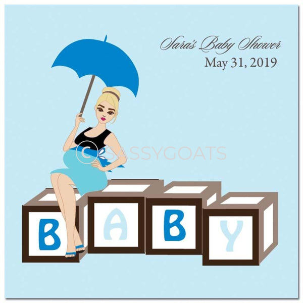 Baby Shower Party And Gift Stickers - Diva Blocks Blonde