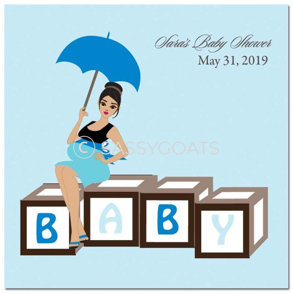 Baby Shower Party And Gift Stickers - Diva Blocks Brunette