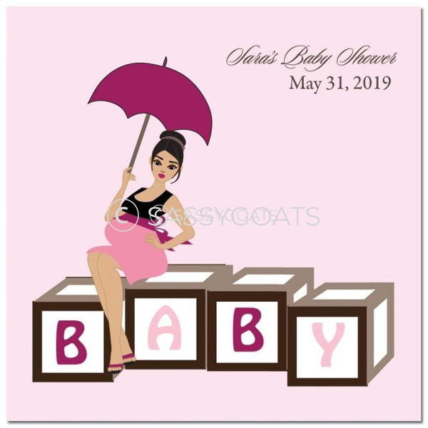 Baby Shower Party And Gift Stickers - Diva Blocks Brunette