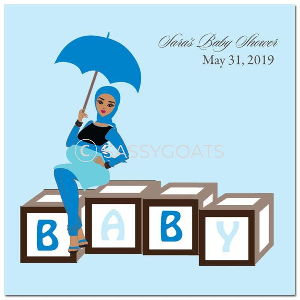 Baby Shower Party And Gift Stickers - Diva Blocks Headscarf Hijab
