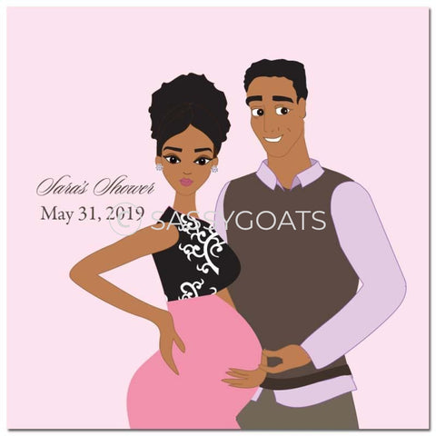 Baby Shower Party And Gift Stickers - Glam Couple African American