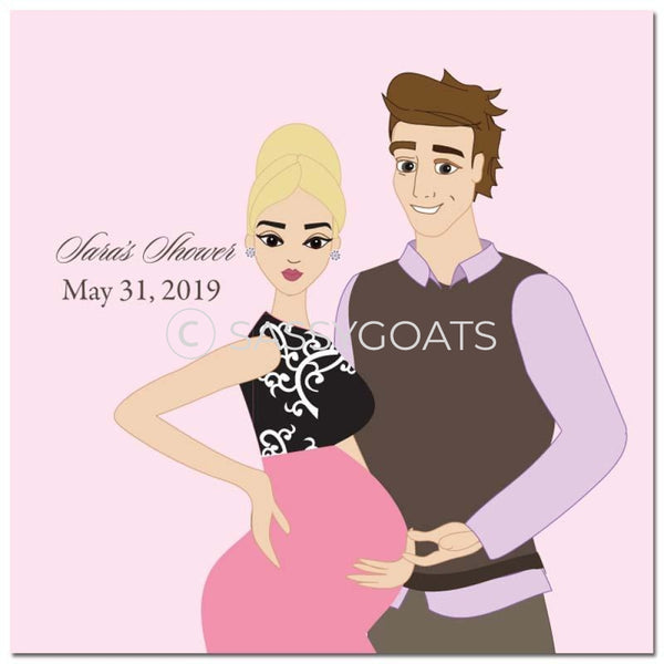 Baby Shower Party And Gift Stickers - Glam Couple Blonde