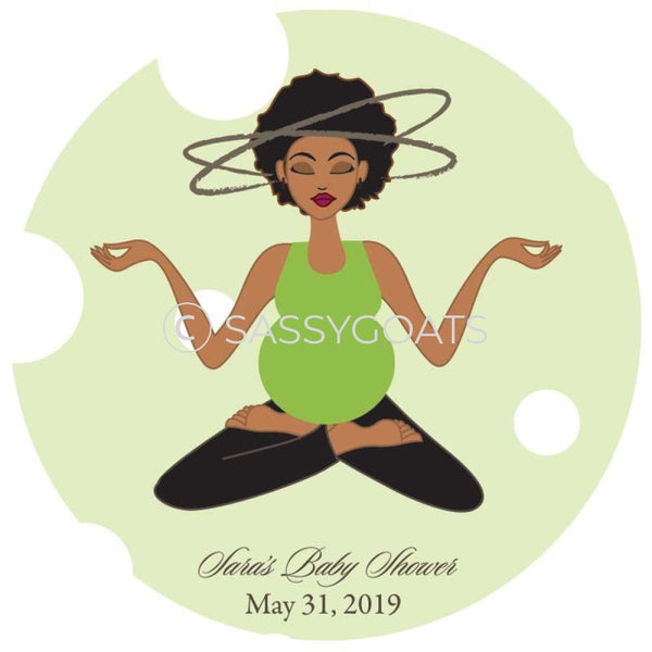 Baby Shower Party And Gift Stickers - Meditating Mommy African American