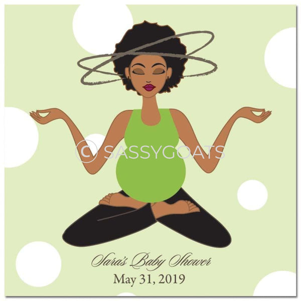 Baby Shower Party And Gift Stickers - Meditating Mommy African American