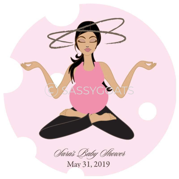 Baby Shower Party And Gift Stickers - Meditating Mommy Brunette