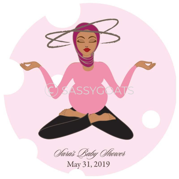 Baby Shower Party And Gift Stickers - Meditating Mommy Headscarf Hijab