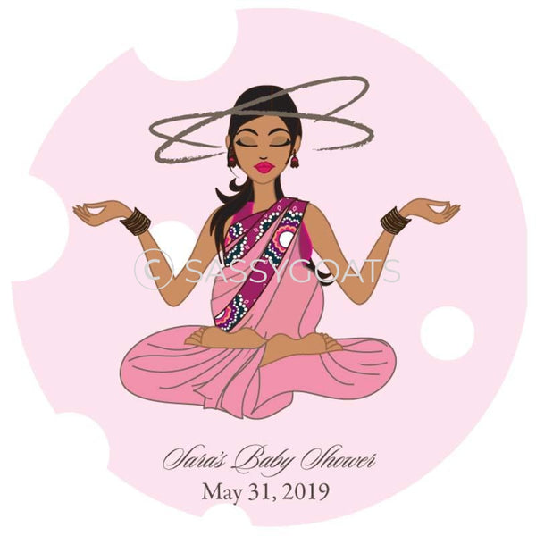 Baby Shower Party And Gift Stickers - Meditating Mommy South Asian