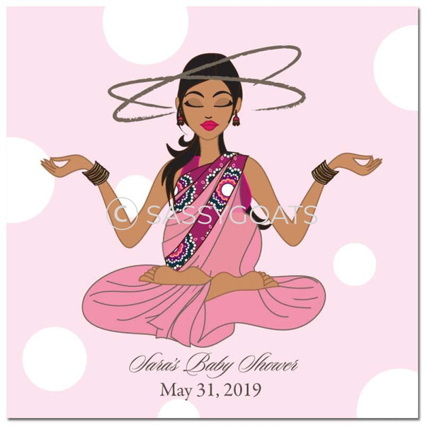 Baby Shower Party And Gift Stickers - Meditating Mommy South Asian