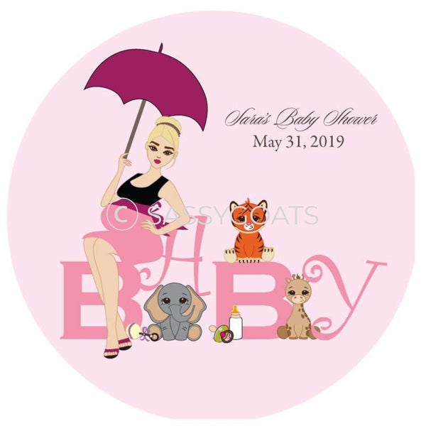 Baby Shower Party And Gift Stickers - Safari Animals Blonde
