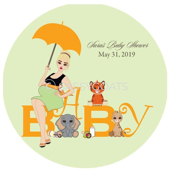 Baby Shower Party And Gift Stickers - Safari Animals Blonde