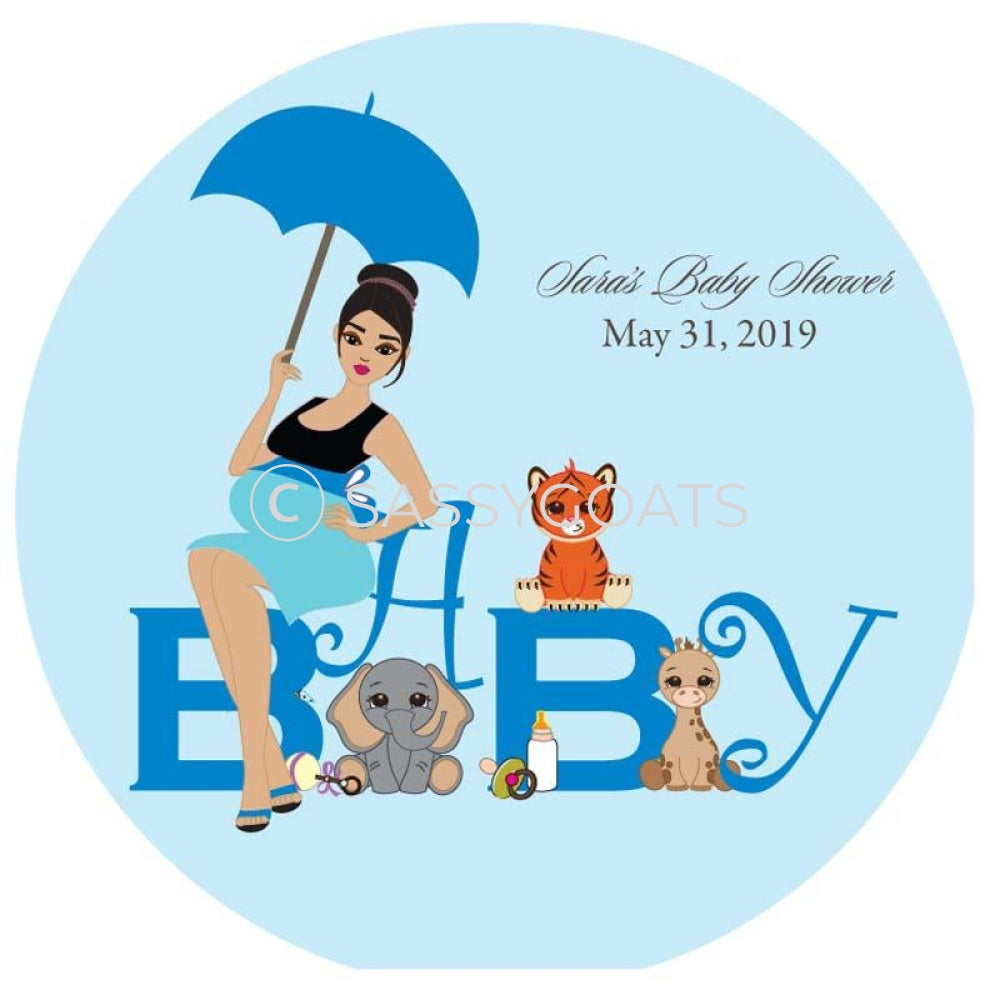 Baby Shower Party And Gift Stickers - Safari Animals Brunette