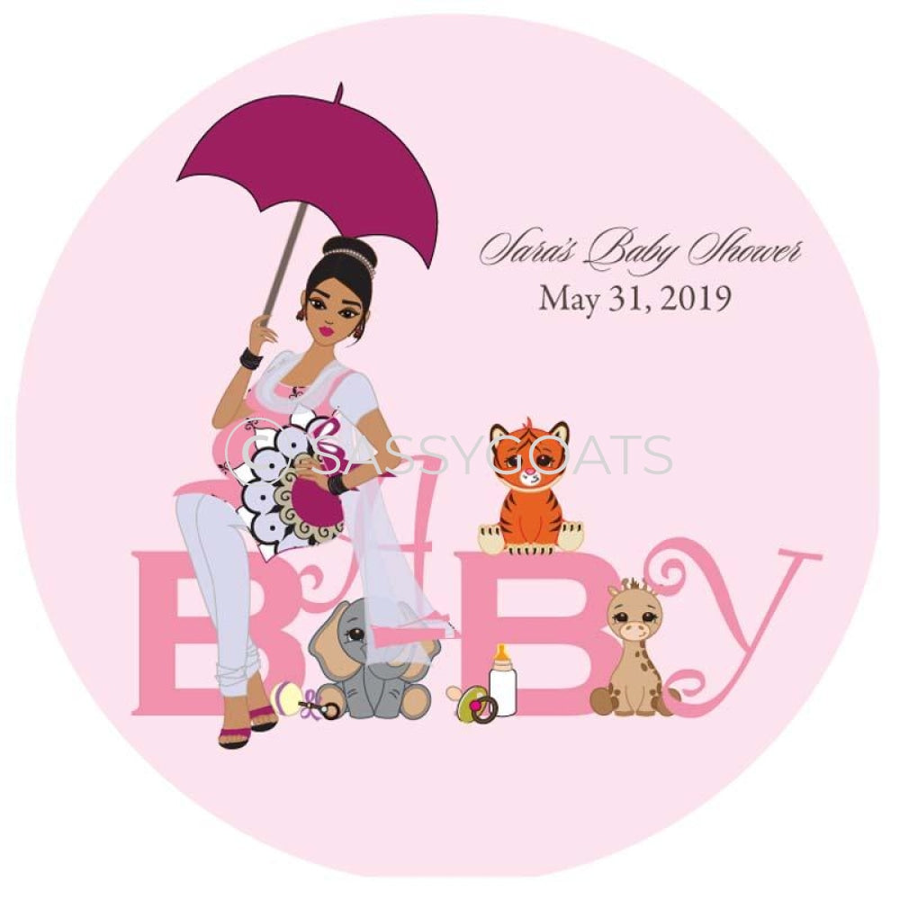Baby Shower Party And Gift Stickers - Safari Animals South Asian