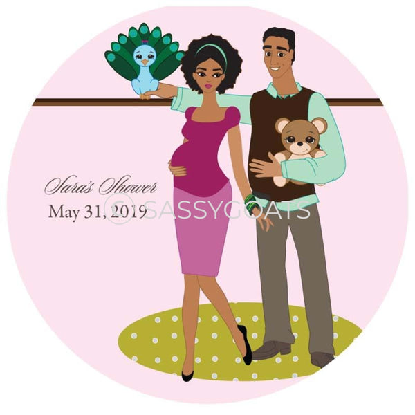 Baby Shower Party And Gift Stickers - Shelf African American