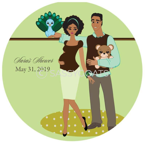 Baby Shower Party And Gift Stickers - Shelf African American