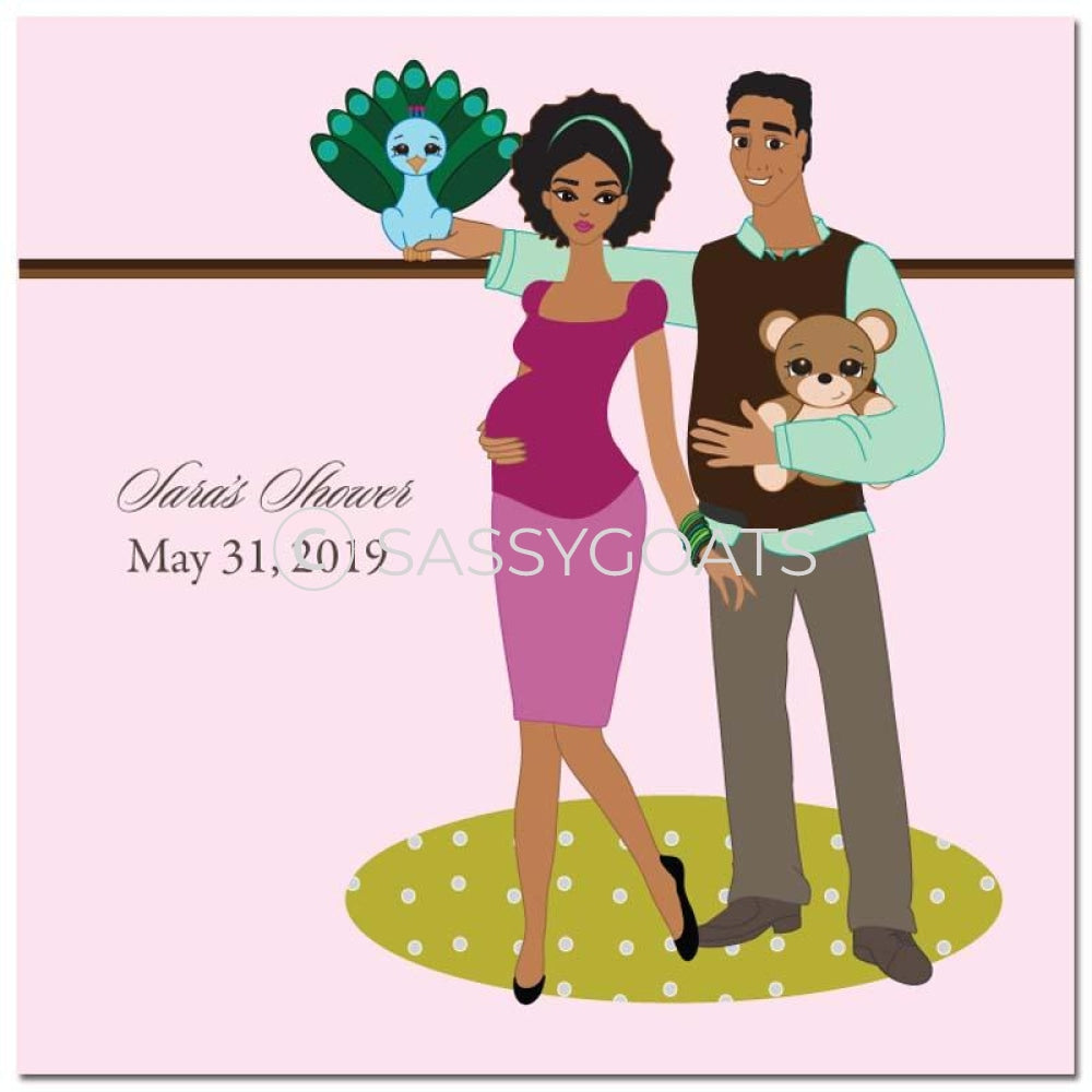 Baby Shower Party And Gift Stickers - Shelf African American