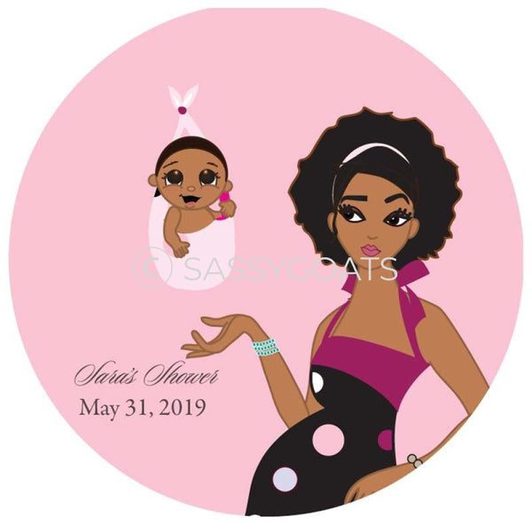 Baby Shower Party And Gift Stickers - Spring Delivery African American
