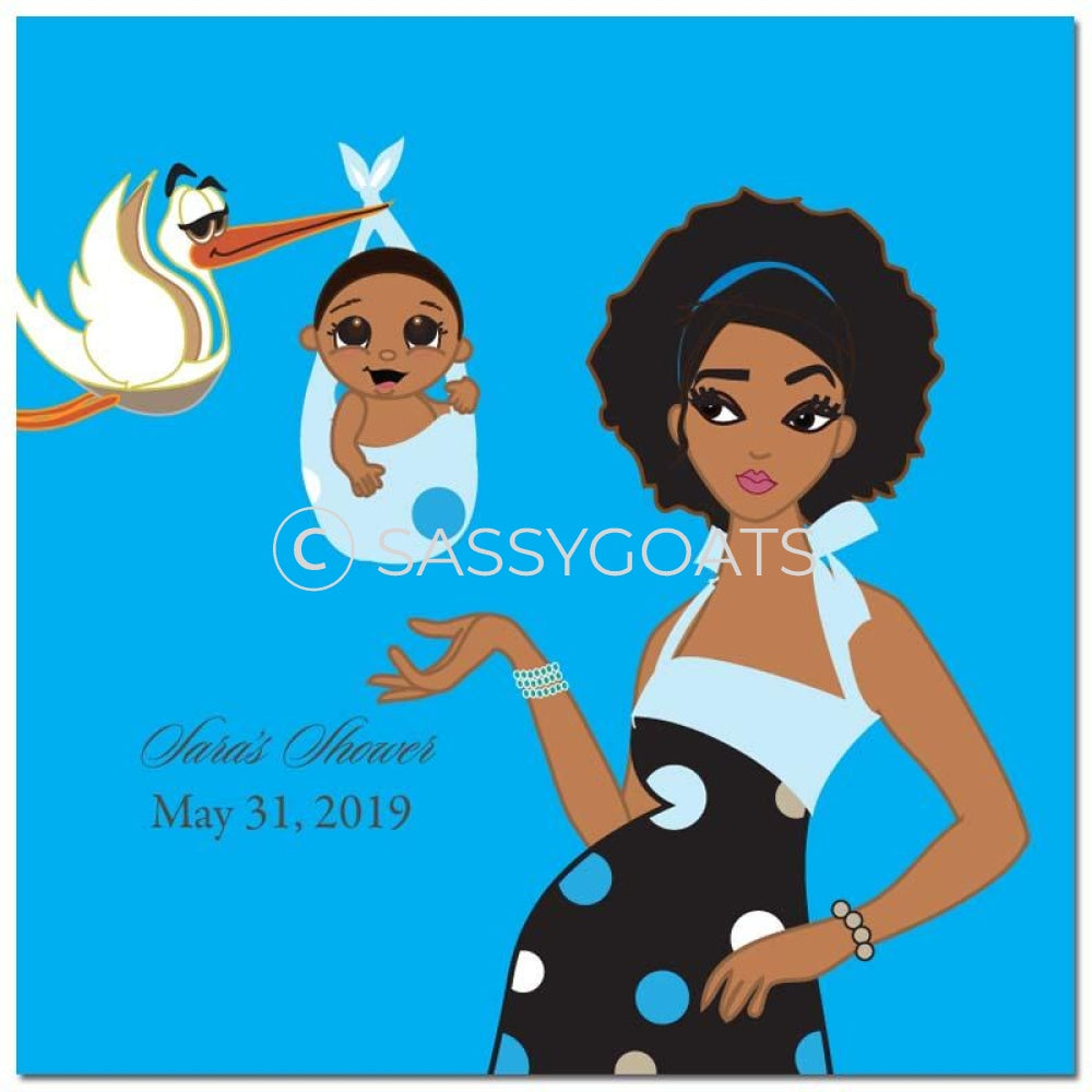 Baby Shower Party And Gift Stickers - Spring Delivery African American