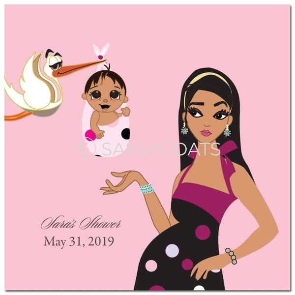 Baby Shower Party And Gift Stickers - Spring Delivery Brunette