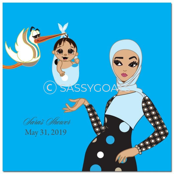 Baby Shower Party And Gift Stickers - Spring Delivery Headscarf Hijab