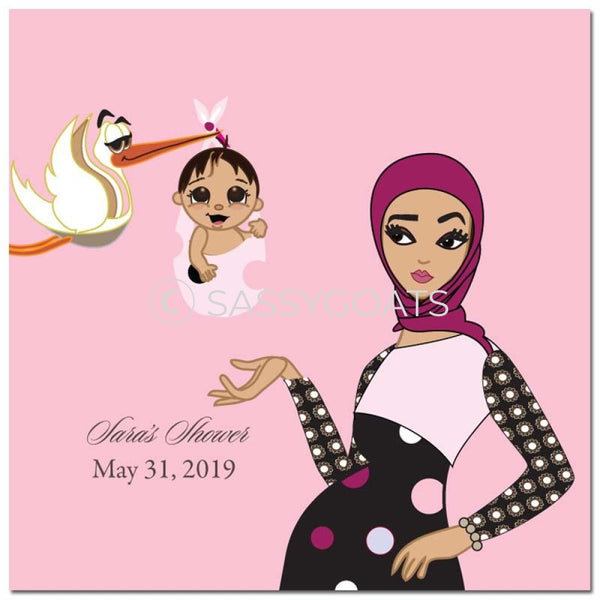 Baby Shower Party And Gift Stickers - Spring Delivery Headscarf Hijab