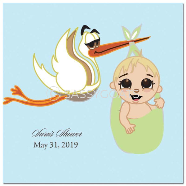 Baby Shower Party And Gift Stickers - Stork Mommy Blonde