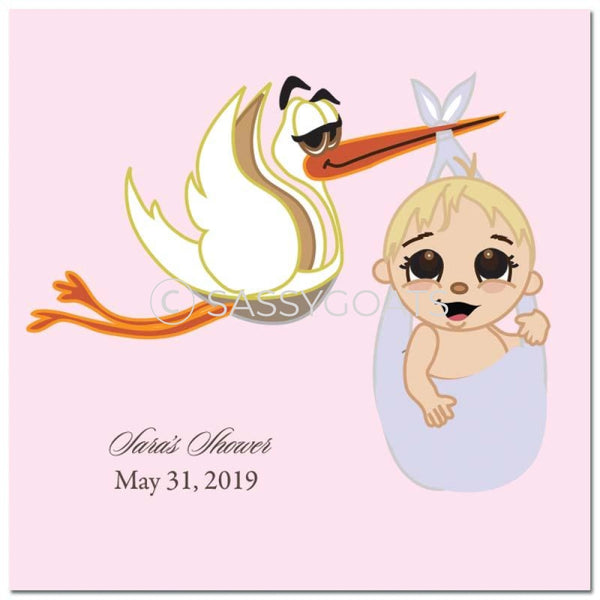Baby Shower Party And Gift Stickers - Stork Mommy Blonde
