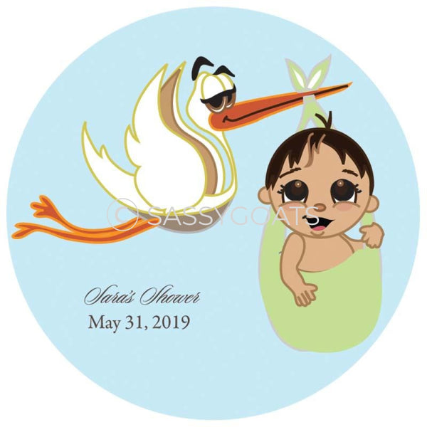 Baby Shower Party And Gift Stickers - Stork Mommy Headscarf Hijab