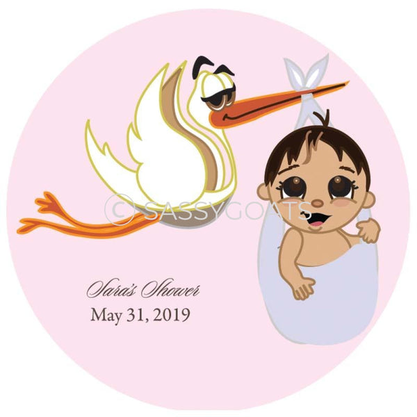 Baby Shower Party And Gift Stickers - Stork Mommy Headscarf Hijab