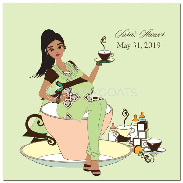 Baby Shower Party And Gift Stickers - Teacup Mommy South Asian