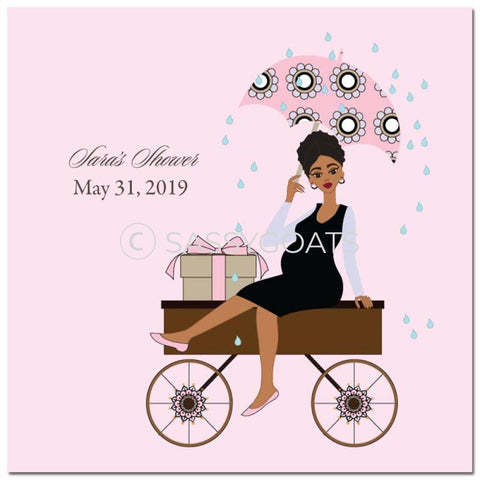 Baby Shower Party And Gift Stickers - Wagon Diva African American