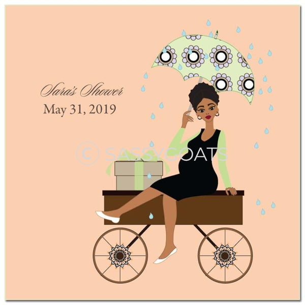 Baby Shower Party And Gift Stickers - Wagon Diva African American