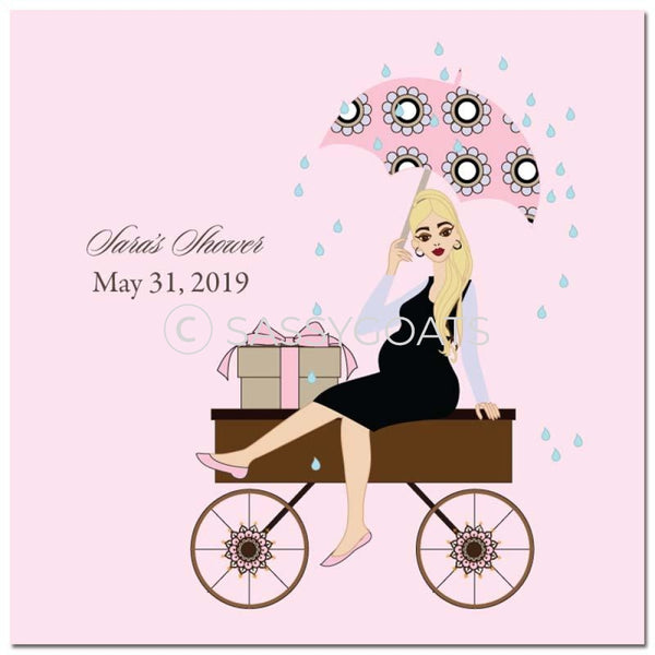 Baby Shower Party And Gift Stickers - Wagon Diva Blonde