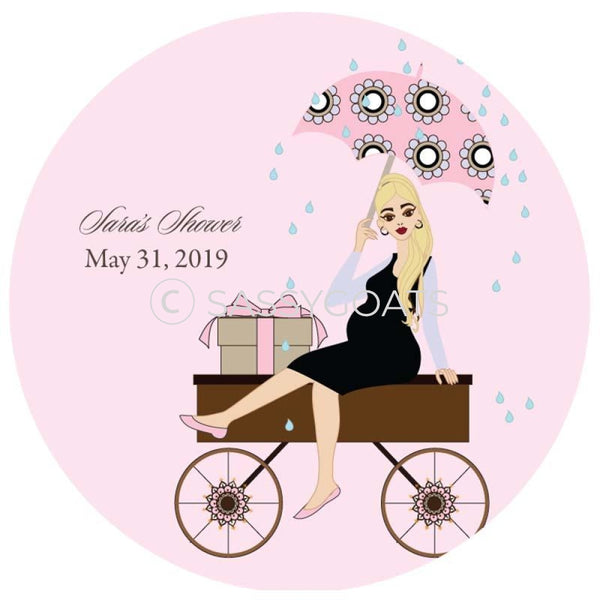 Baby Shower Party And Gift Stickers - Wagon Diva Blonde