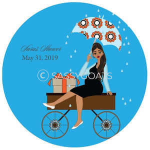 Baby Shower Party And Gift Stickers - Wagon Diva Brunette
