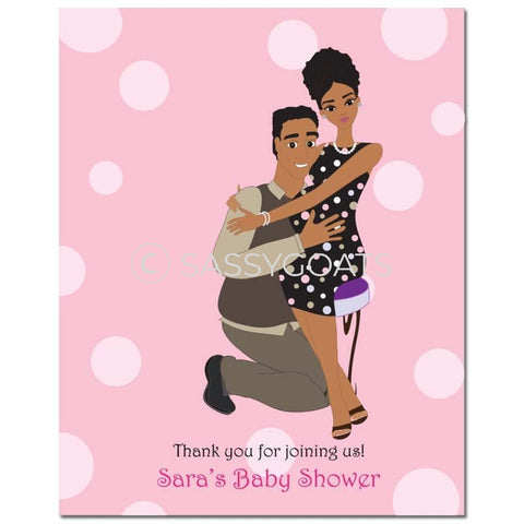 Baby Shower Party Poster - Couple Hugs African American