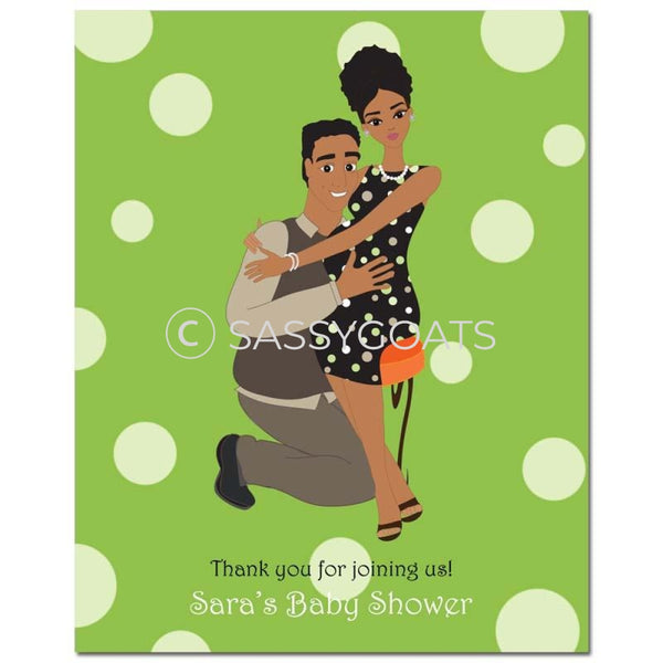 Baby Shower Party Poster - Couple Hugs African American