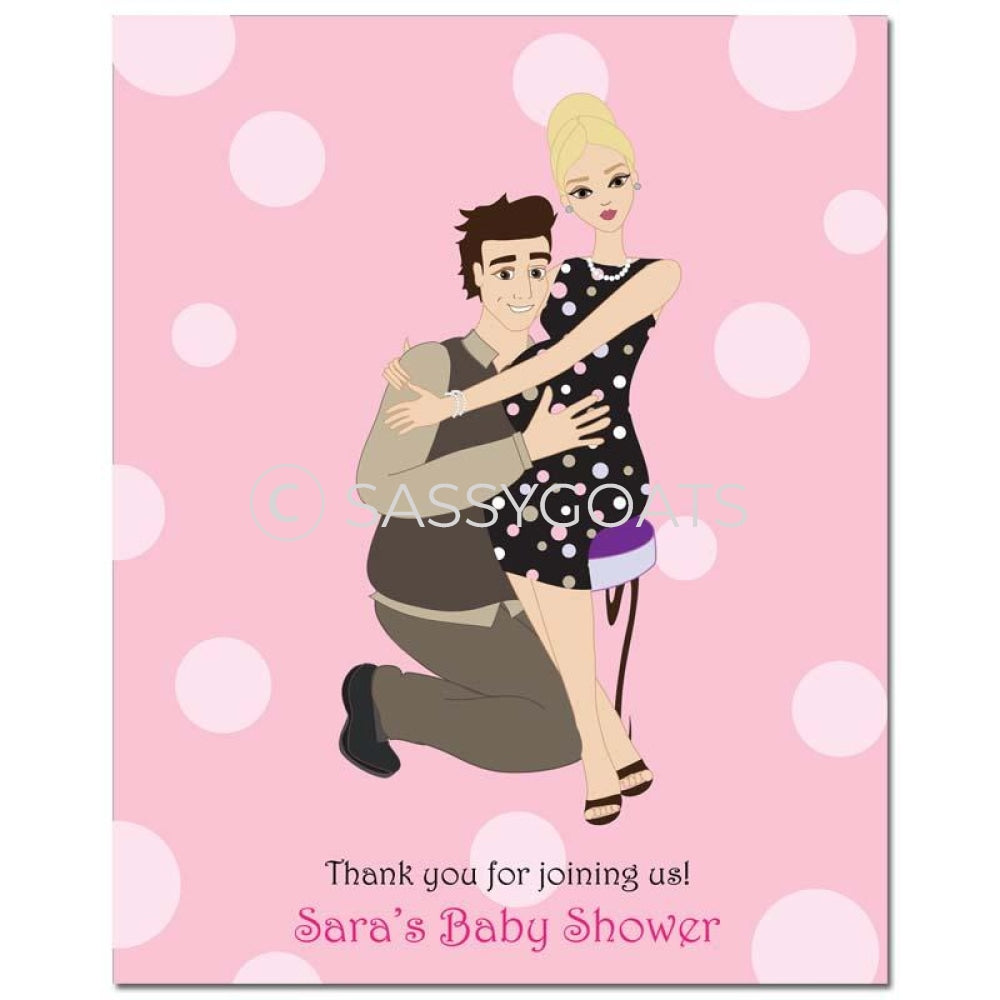Baby Shower Party Poster - Couple Hugs Blonde