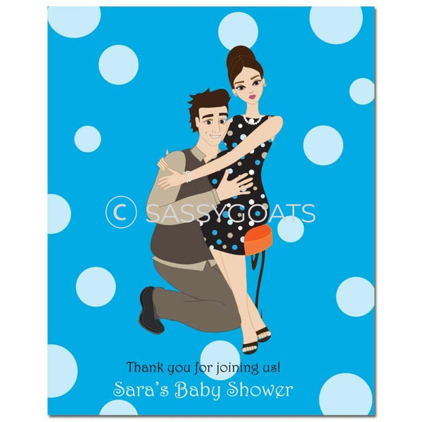 Baby Shower Party Poster - Couple Hugs Brunette