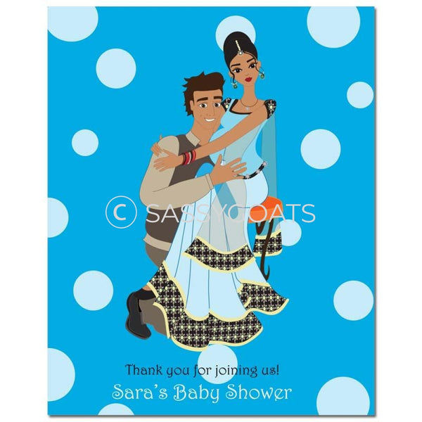 Baby Shower Party Poster - Couple Hugs South Asian