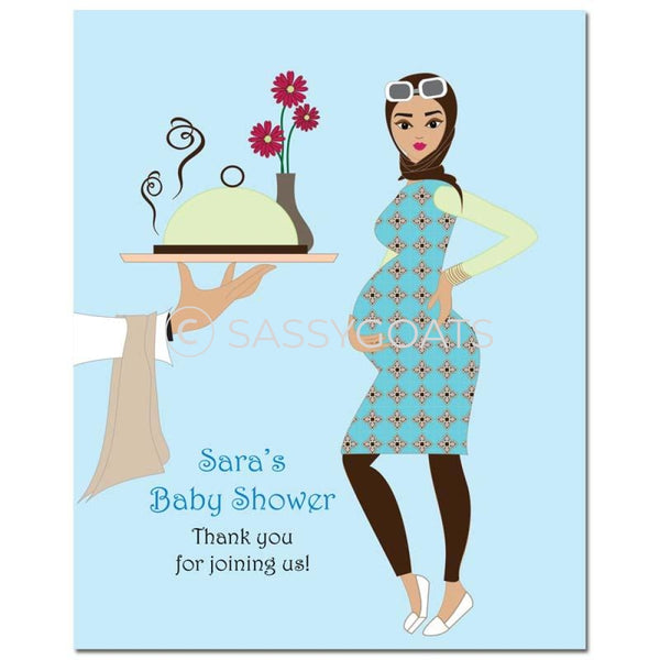 Baby Shower Party Poster - Dining Diva Headscarf Hijab