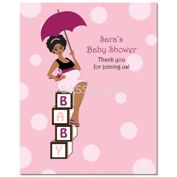 Baby Shower Party Poster - Fancy Umbrella African American
