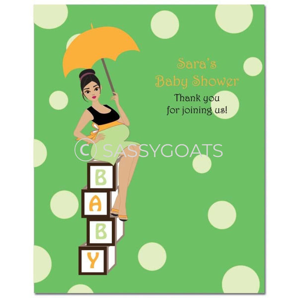 Baby Shower Party Poster - Fancy Umbrella Brunette