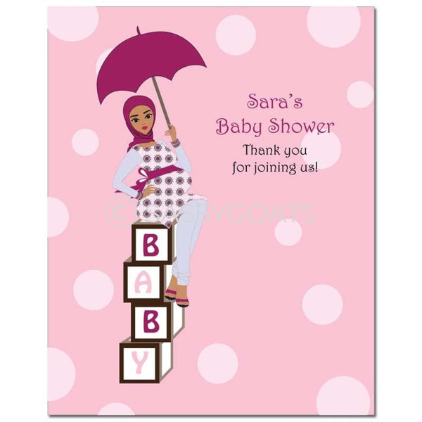 Baby Shower Party Poster - Fancy Umbrella Headscarf Hijab