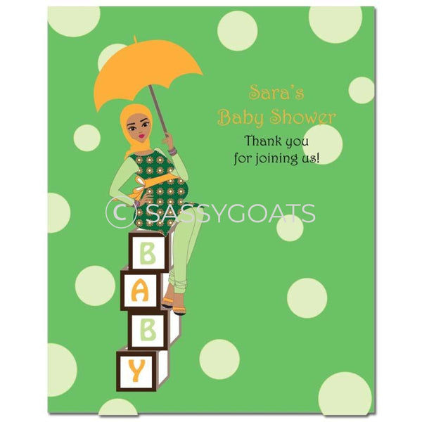 Baby Shower Party Poster - Fancy Umbrella Headscarf Hijab